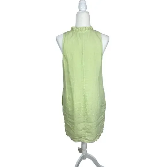 Tommy Bahama Two Palms Ruffle Linen Shift Dress Beach Vacation Green Size Small - Picture 7 of 16